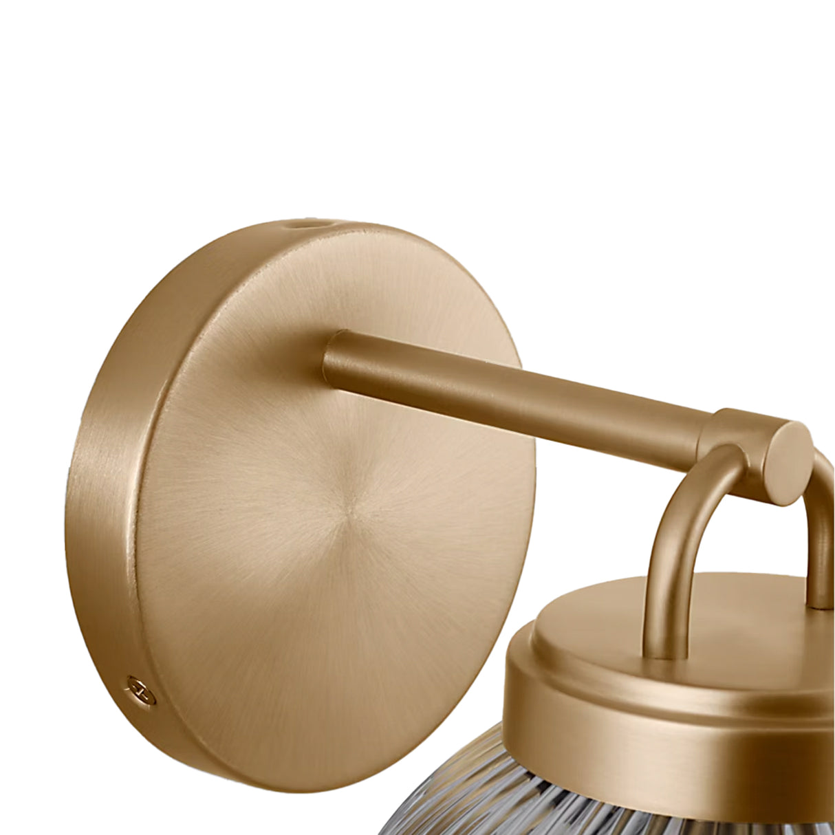 Whitaker Wall Sconce 9", Satin Brass and Clear Ribbed Glass