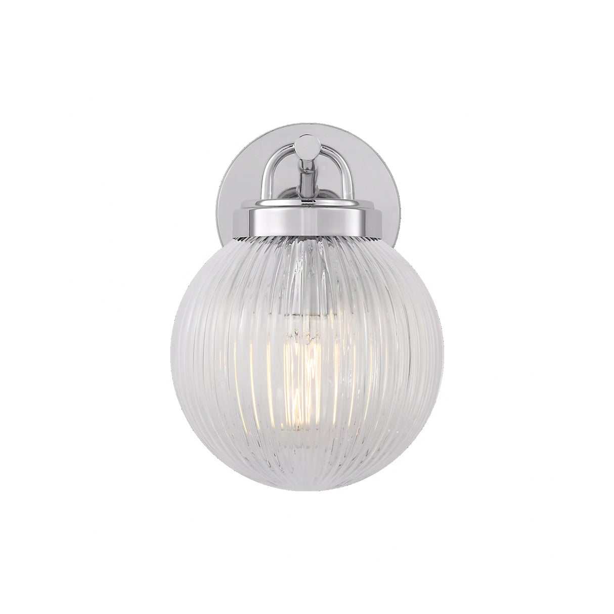 Whitaker Wall Sconce 9", Chrome and Clear Ribbed Glass