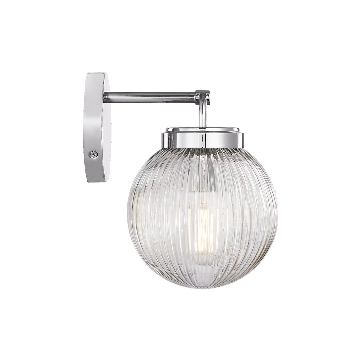 Whitaker Wall Sconce 9", Chrome and Clear Ribbed Glass