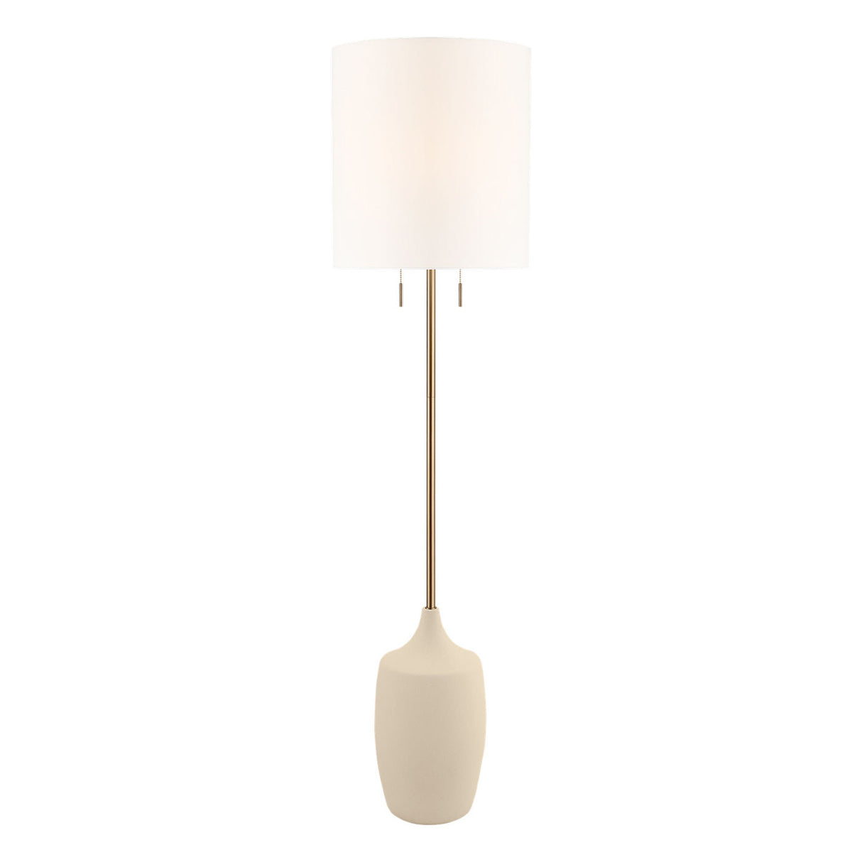 Stroud Floor Lamp 62", Aged Brass and Beige