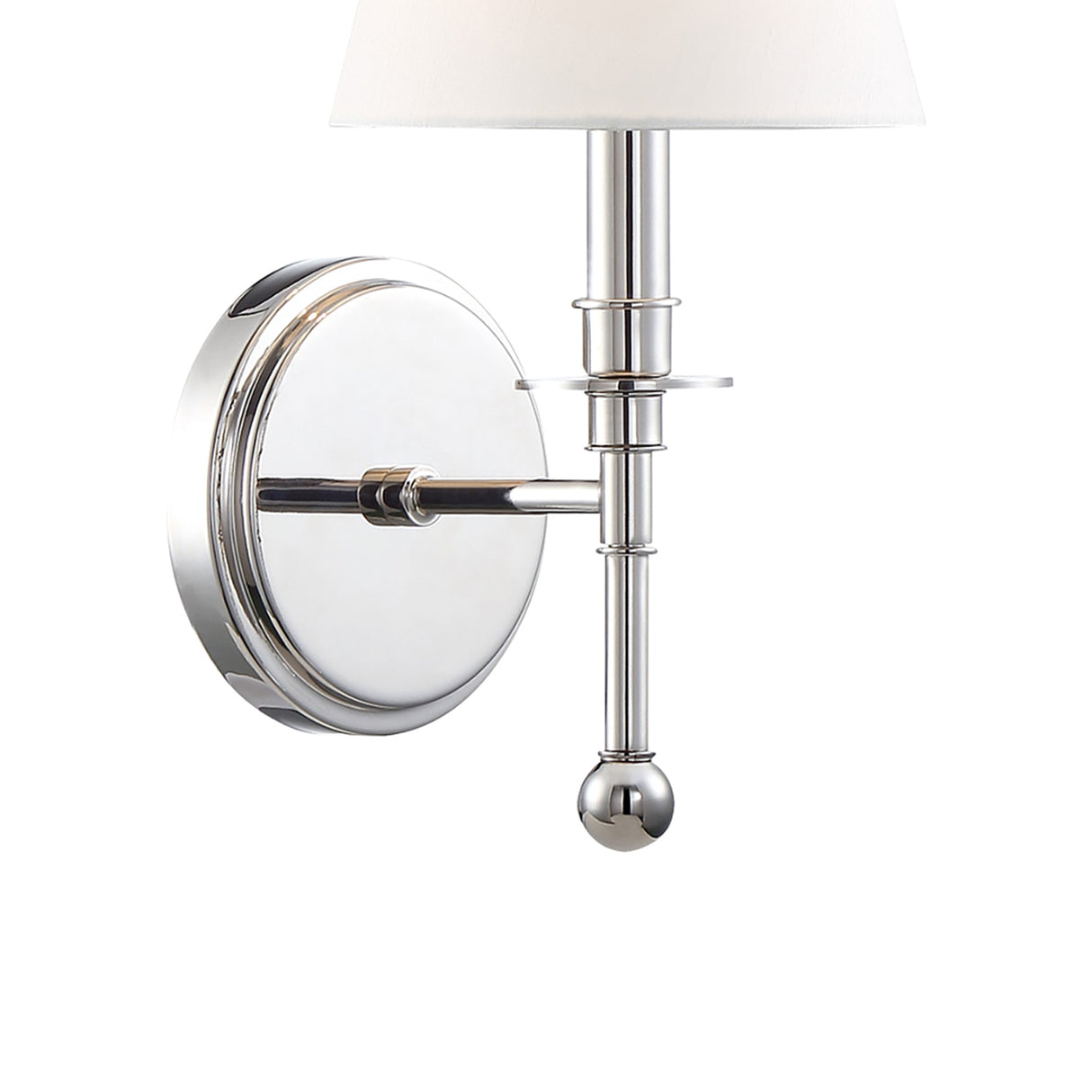 Bellamy Wall Sconce 20", Polished Nickel and White Fabric