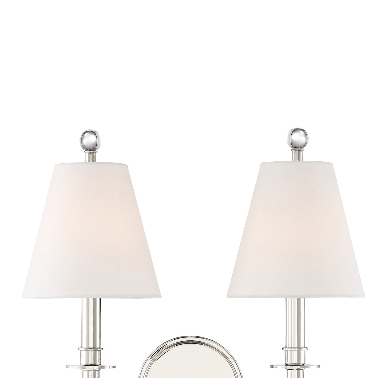 Bellamy Double Wall Sconce 20", Polished Nickel and White Fabric