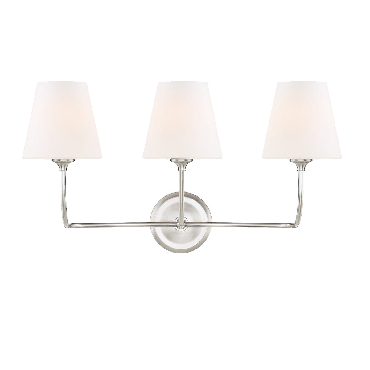 Estelle 3 Light Vanity 23", Brushed Nickel and Opal Glass