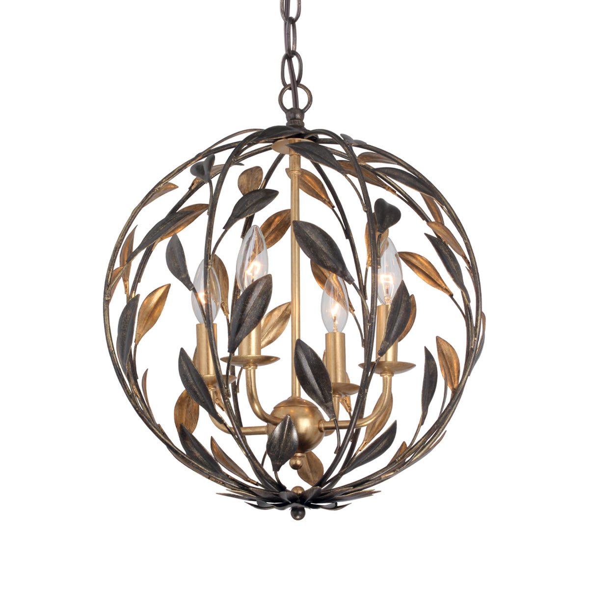 Alison Pendant 16", Antique Bronze and Antique Gold