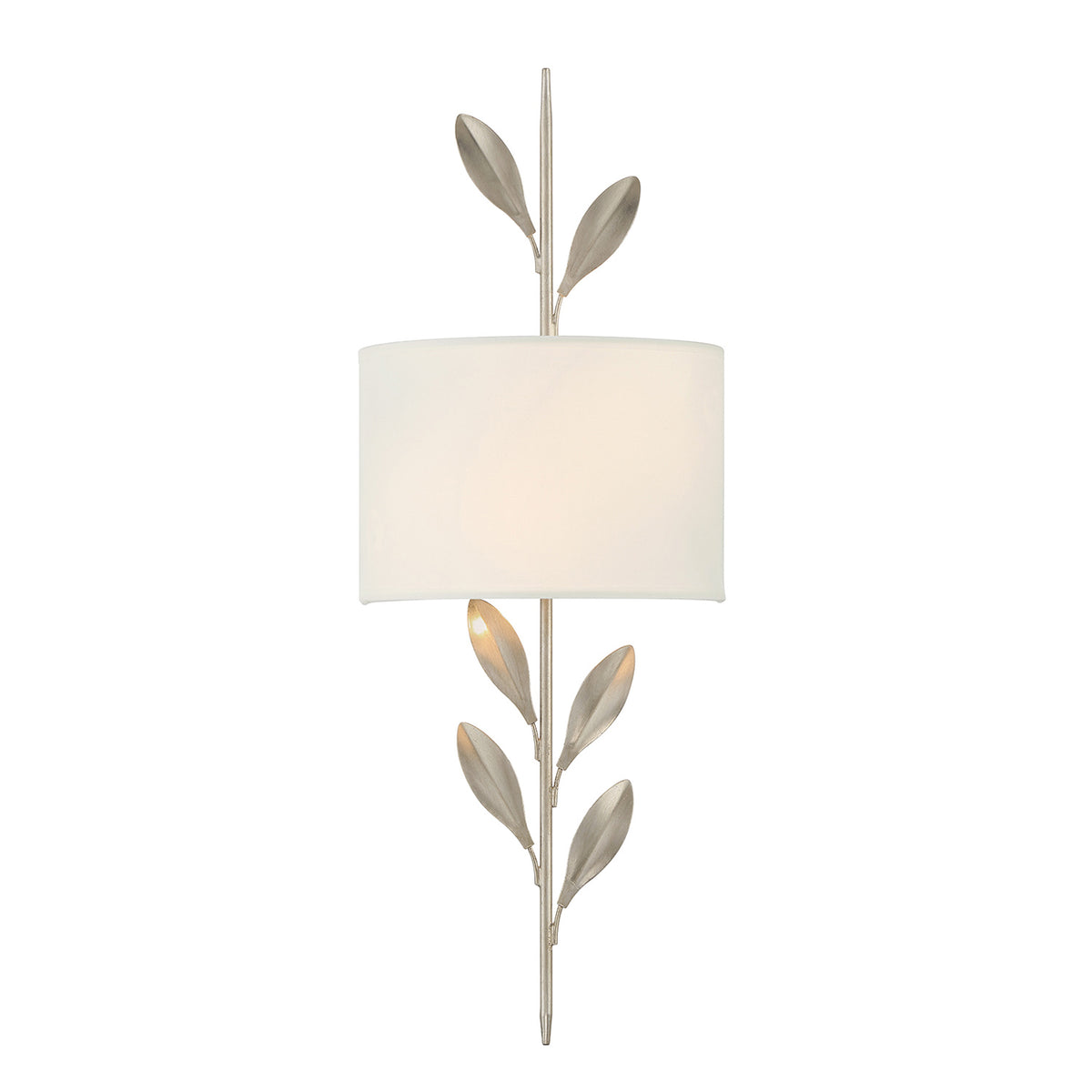 Alison Wall Sconce 24", Antique Silver with Fabric Shade