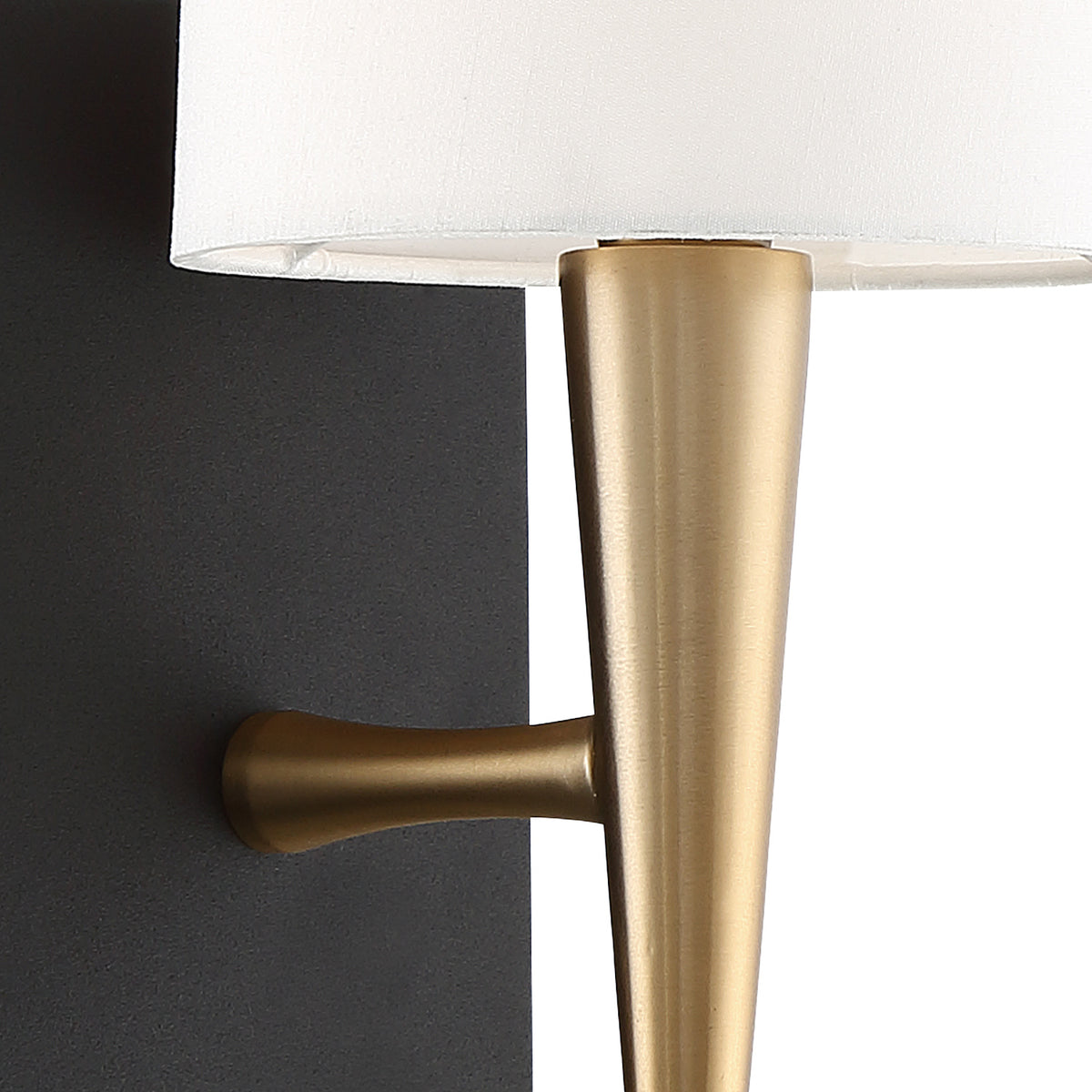 Kellan Wall Sconce 18", Aged Brass and Forged Black with White Fabric
