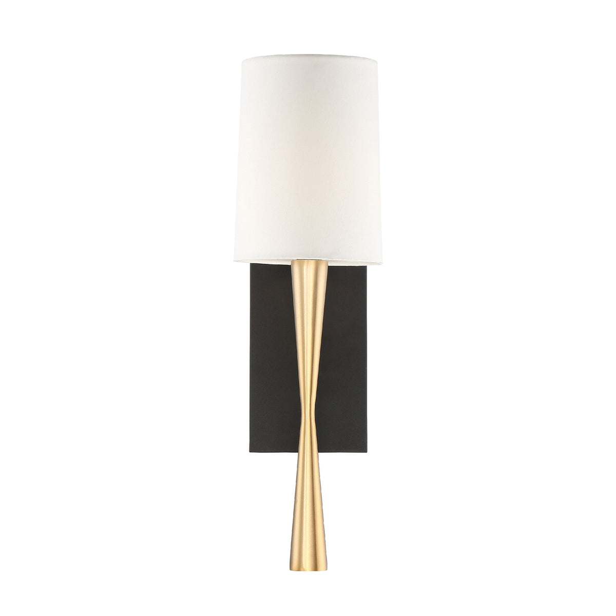 Kellan Wall Sconce 18", Aged Brass and Forged Black with White Fabric