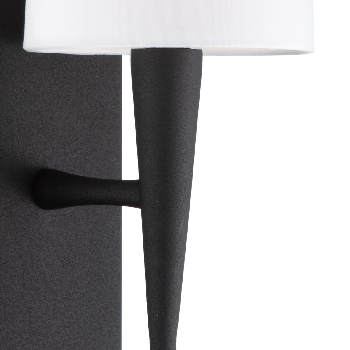Kellan Wall Sconce 18", Forged Black and White Fabric