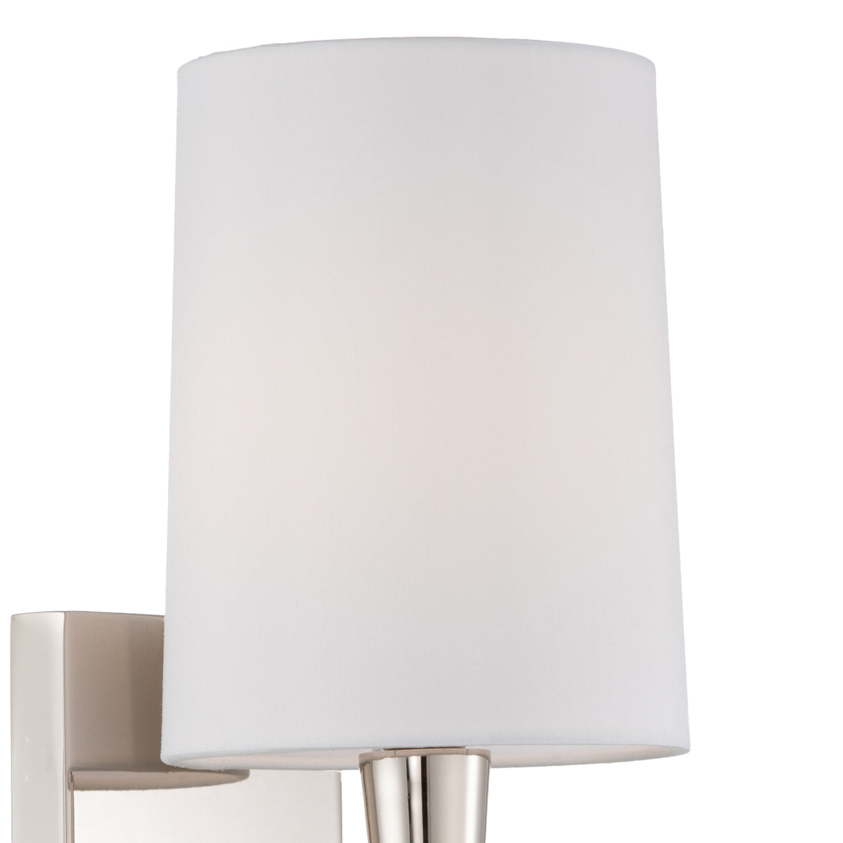 Kellan Wall Sconce 18", Polished Nickel and White Fabric