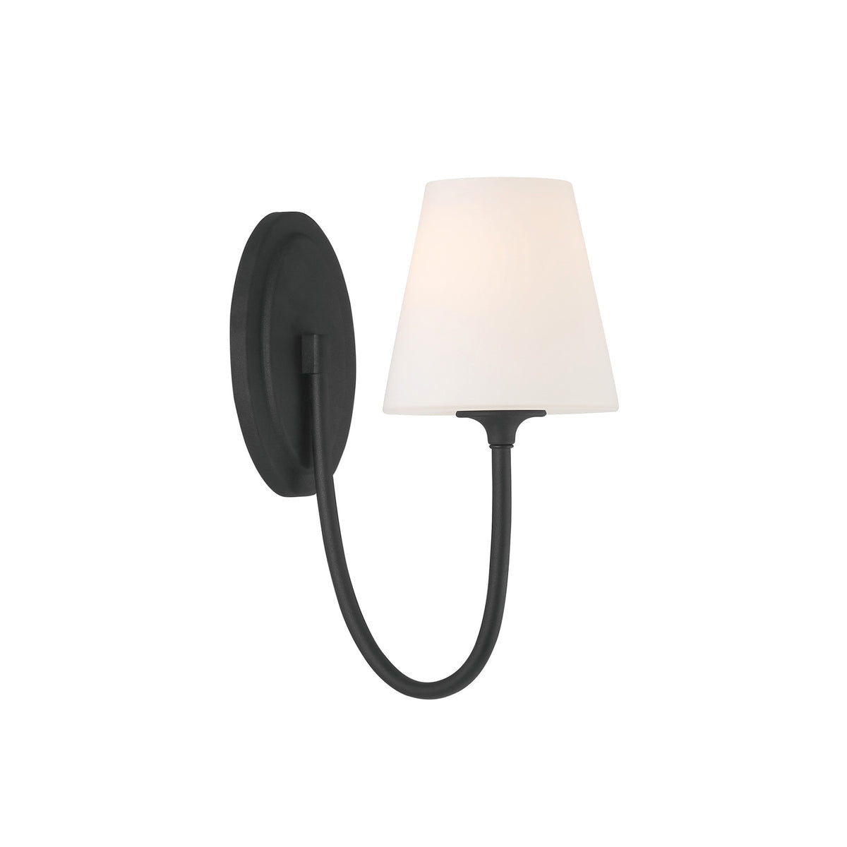 Camira Wall Sconce 13", Forged Black and Opal Glass