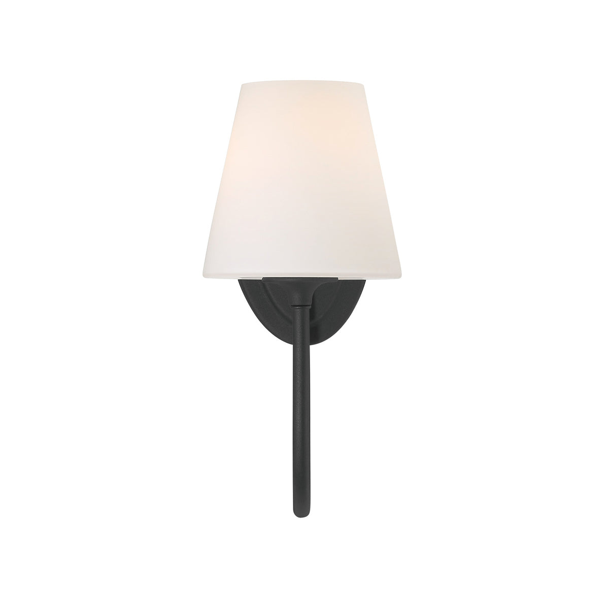 Camira Wall Sconce 13", Forged Black and Opal Glass