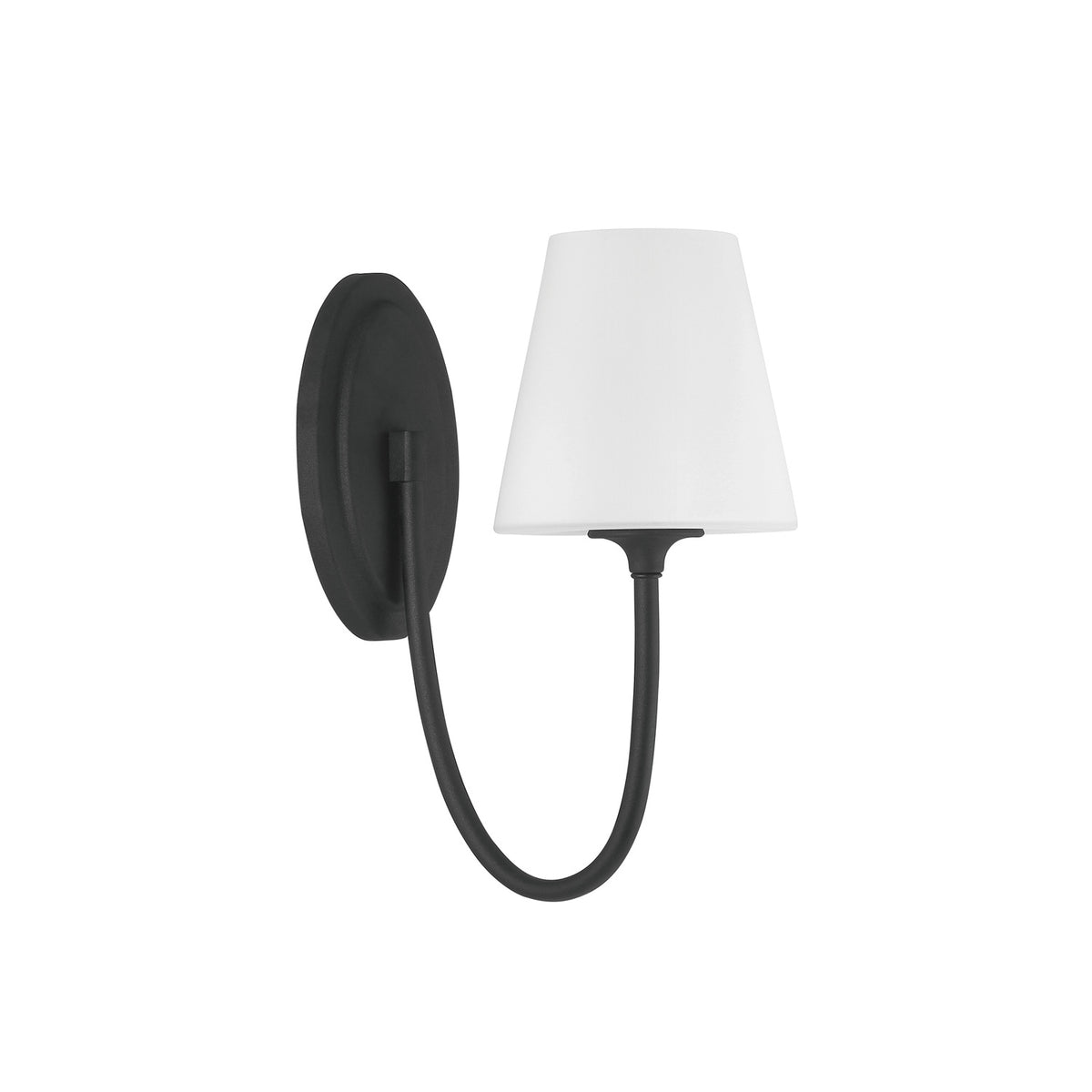 Camira Wall Sconce 13", Forged Black and Opal Glass