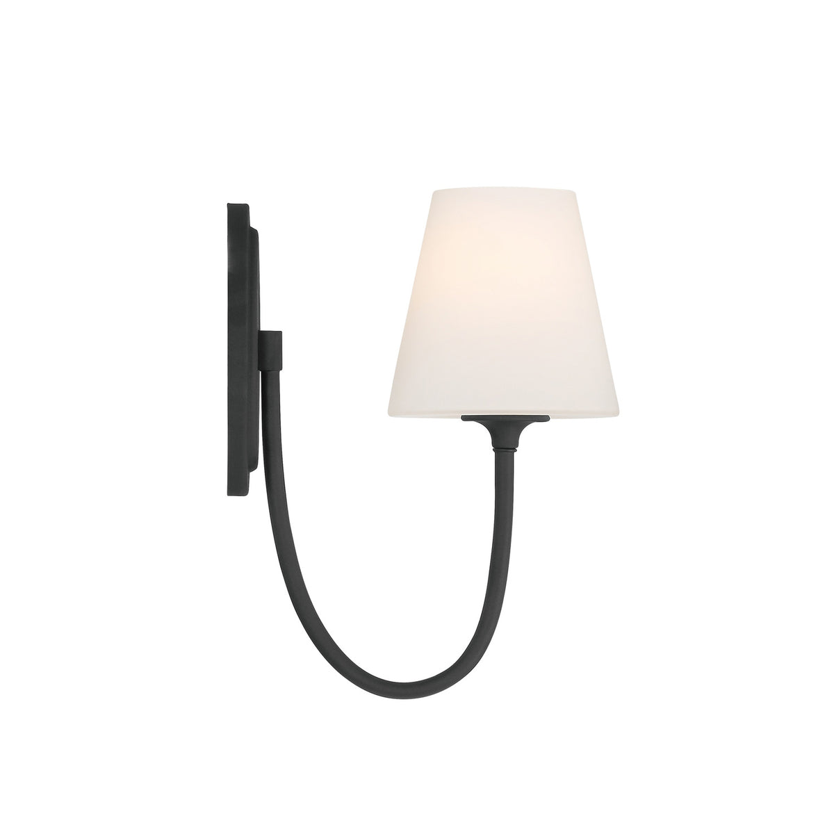 Camira Wall Sconce 13", Forged Black and Opal Glass