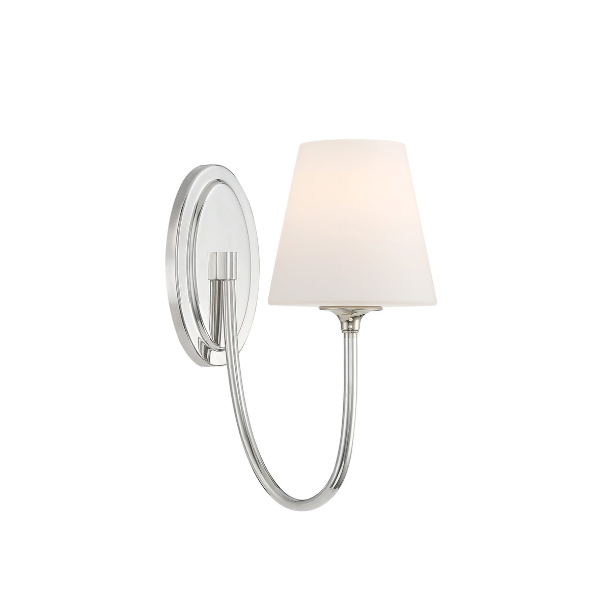 Camira Wall Sconce 13", Polished Nickel and Opal Glass