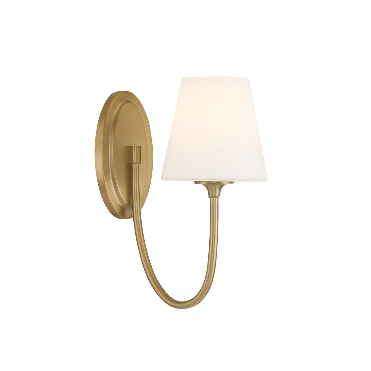 Camira Wall Sconce 13", Aged Brass and Opal Glass