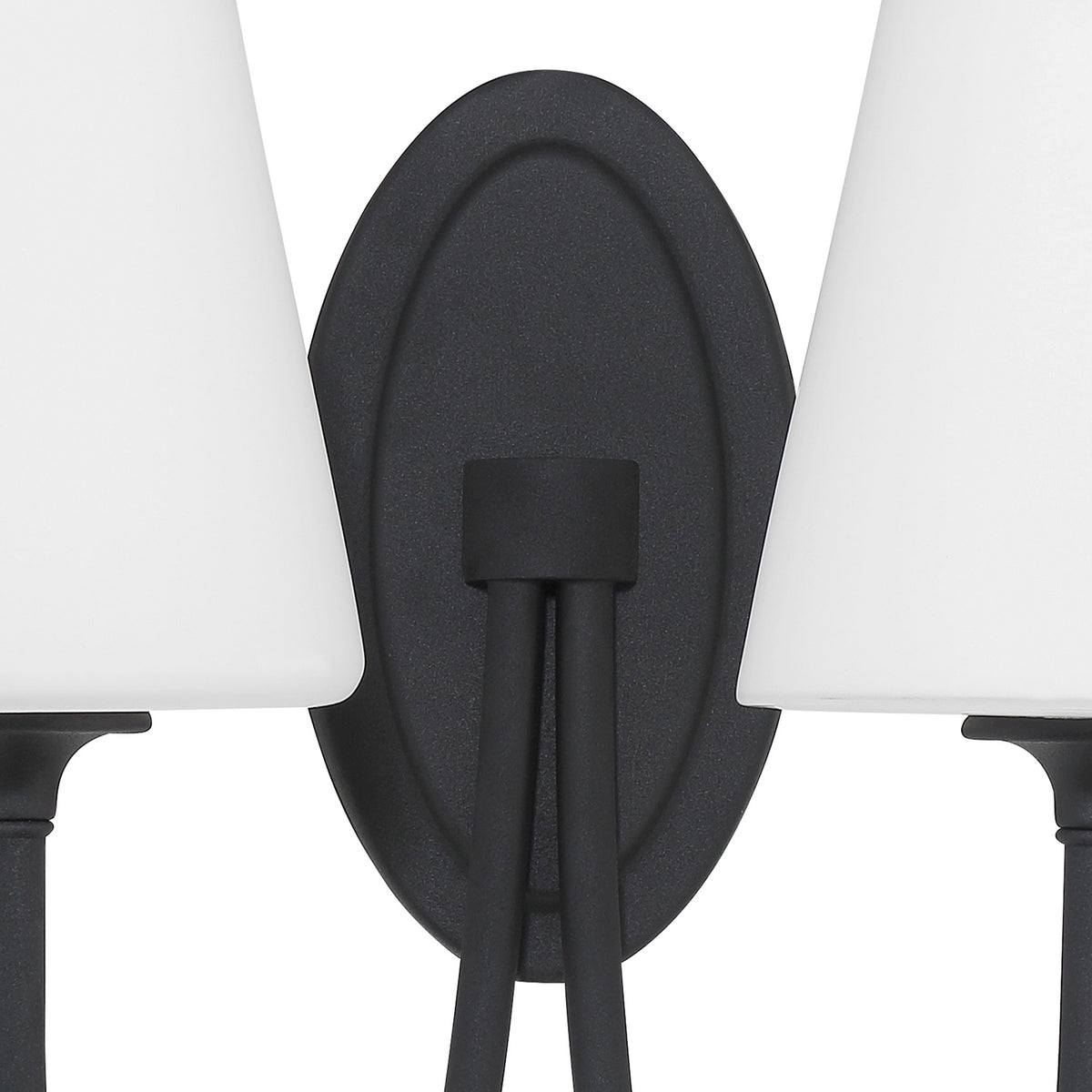 Camira Double Wall Sconce 13", Forged Black and Opal Glass