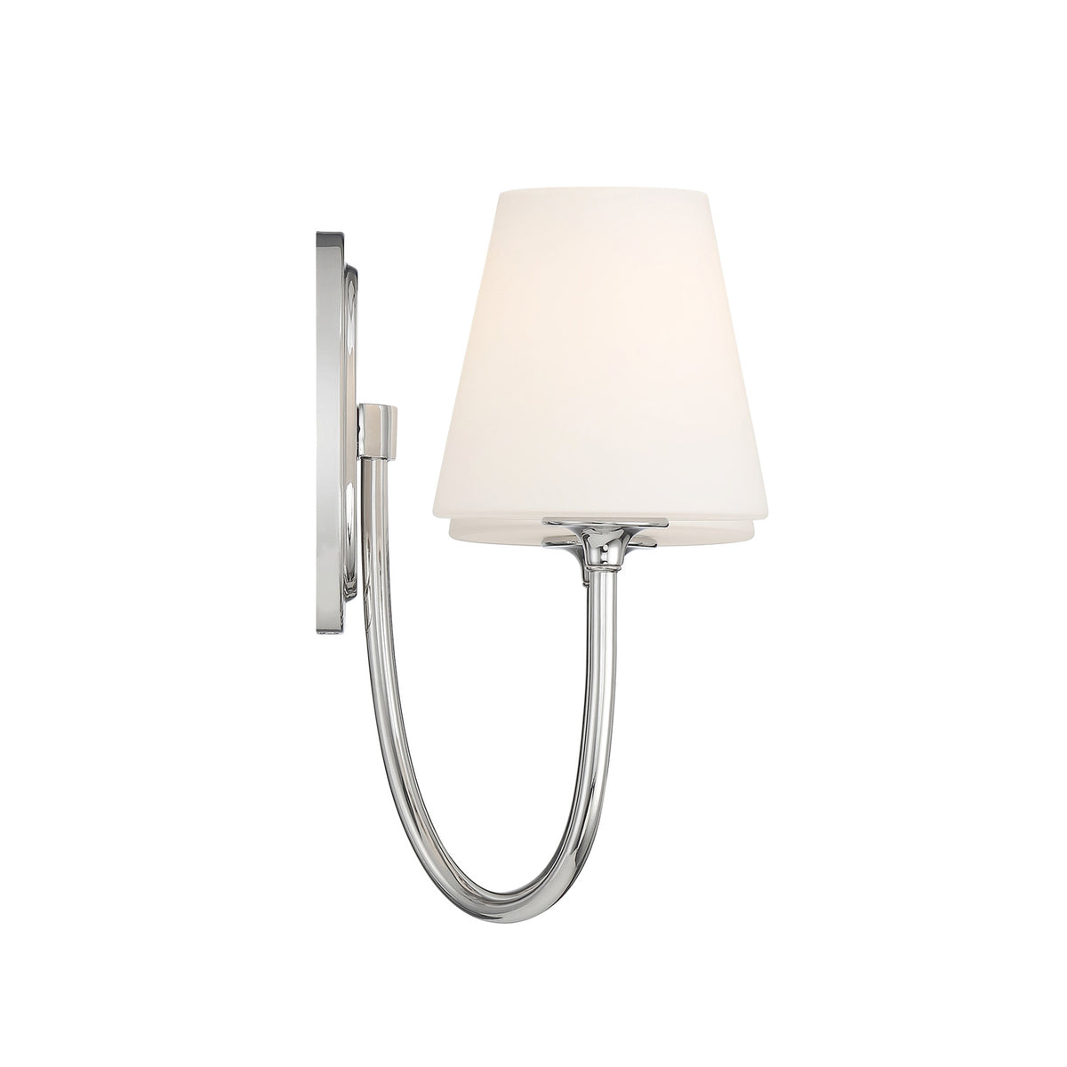 Camira Double Wall Sconce 13", Polished Nickel and Opal Glass