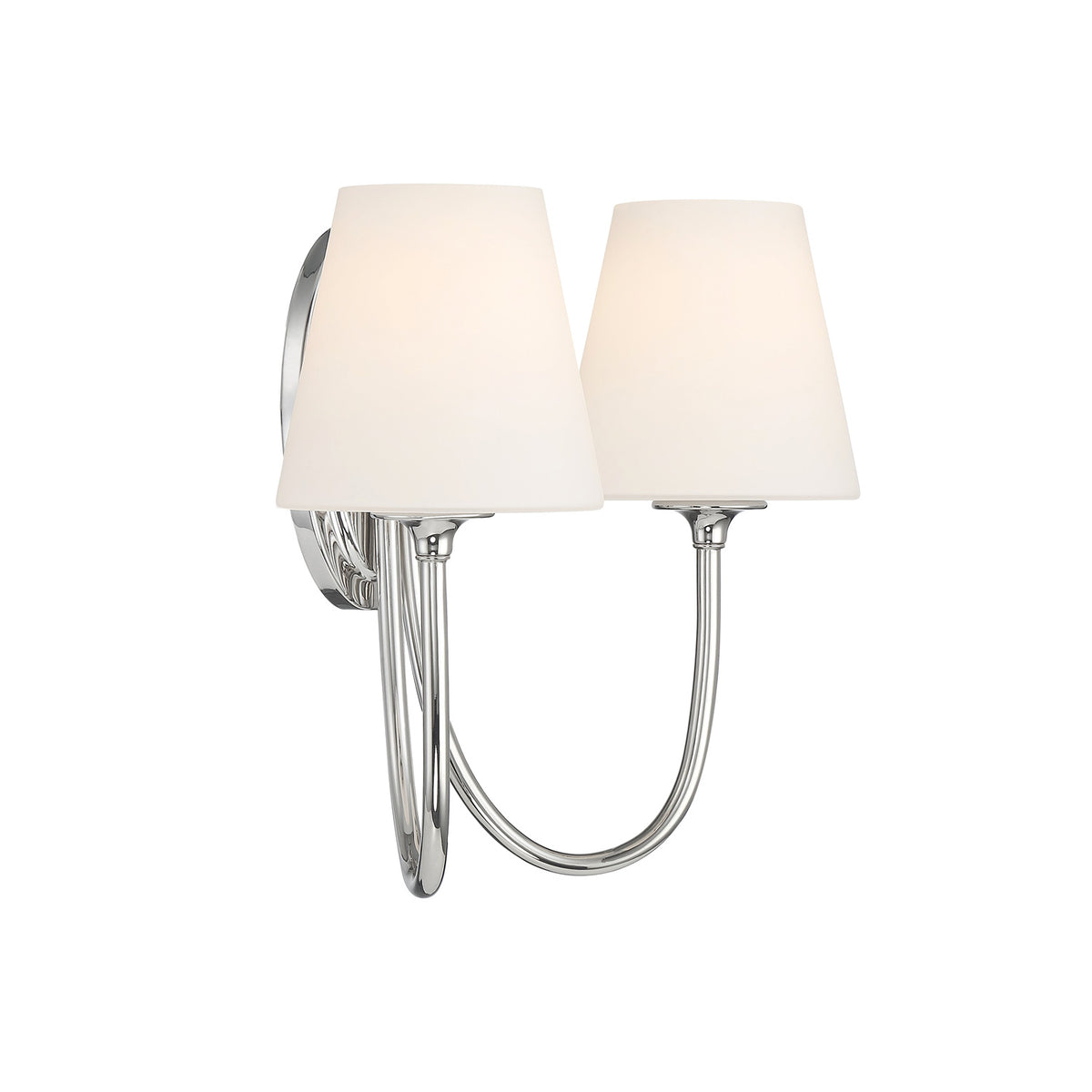 Camira Double Wall Sconce 13", Polished Nickel and Opal Glass