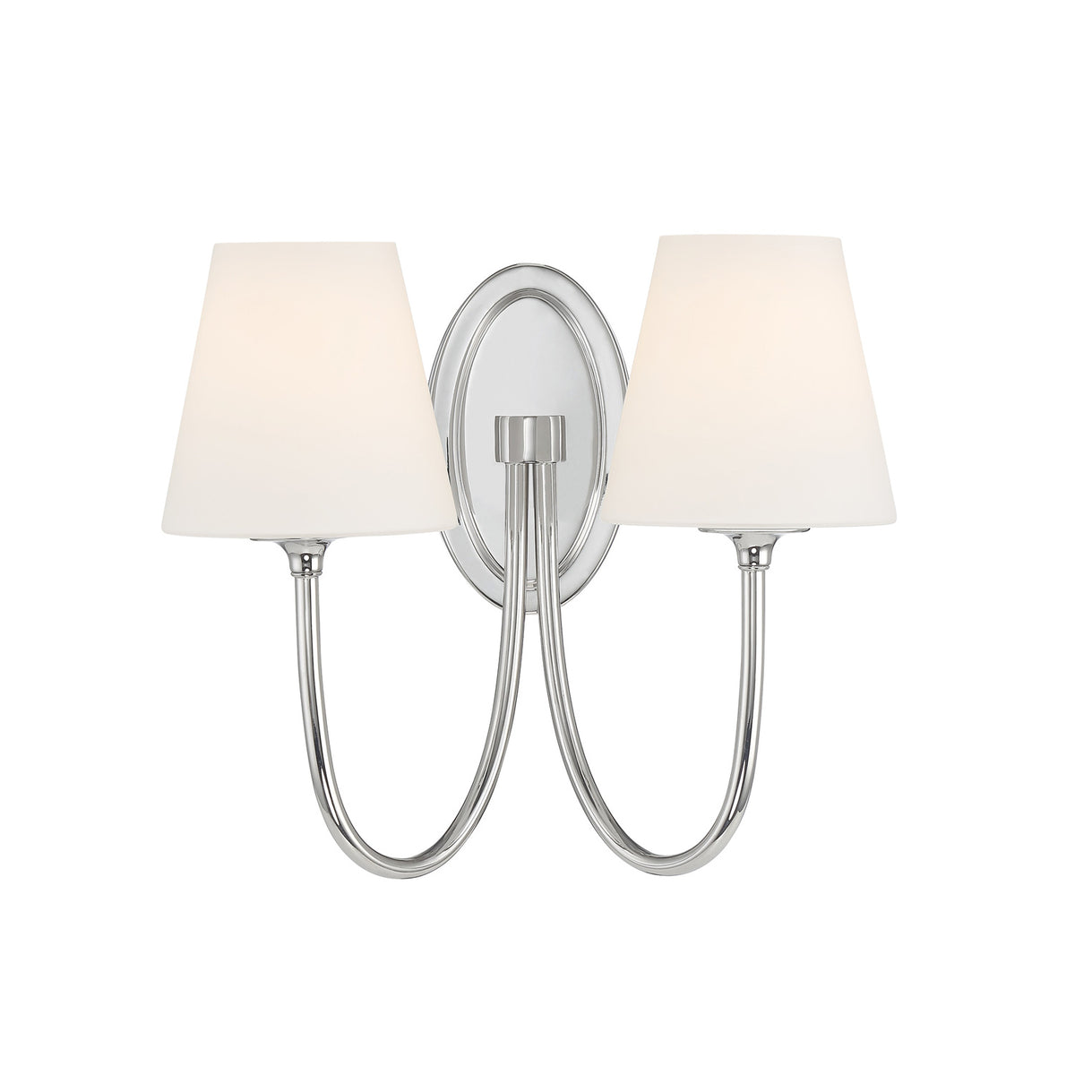 Camira Double Wall Sconce 13", Polished Nickel and Opal Glass