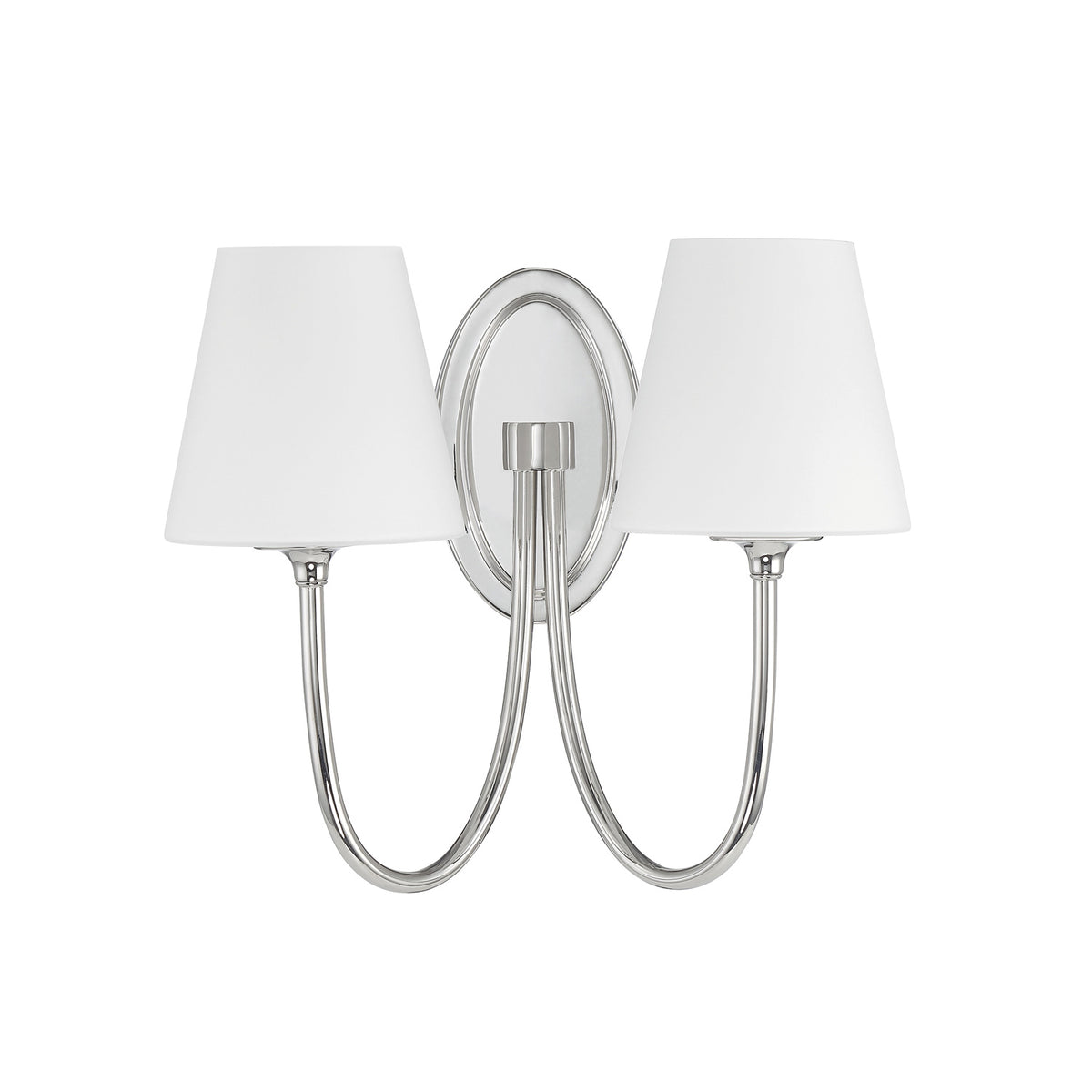 Camira Double Wall Sconce 13", Polished Nickel and Opal Glass