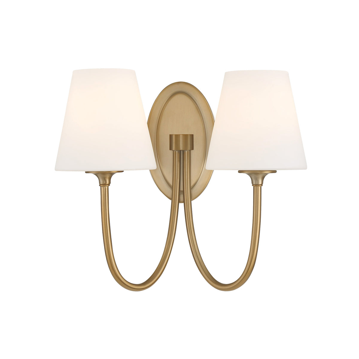 Camira Double Wall Sconce 13", Aged Brass and Opal Glass