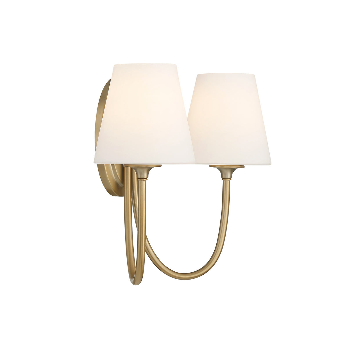 Camira Double Wall Sconce 13", Aged Brass and Opal Glass