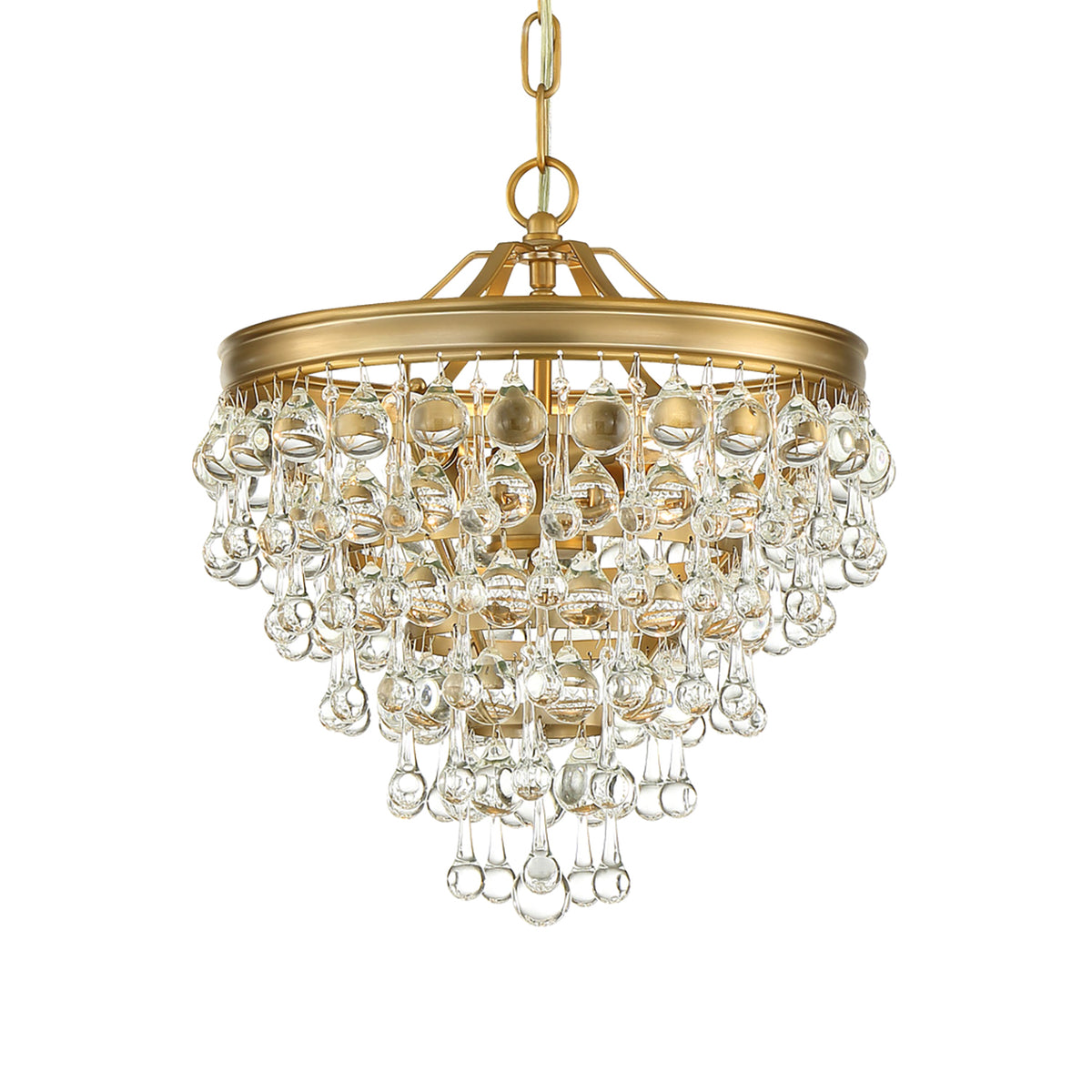 Betony 3 Light Mini Chandelier 13", Aged Brass