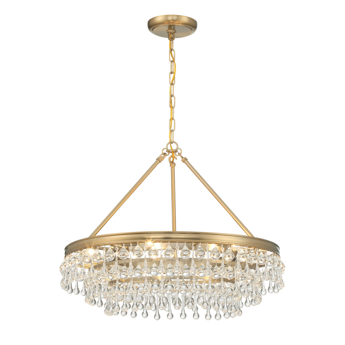 Betony 6 Light Chandelier 25", Aged Brass