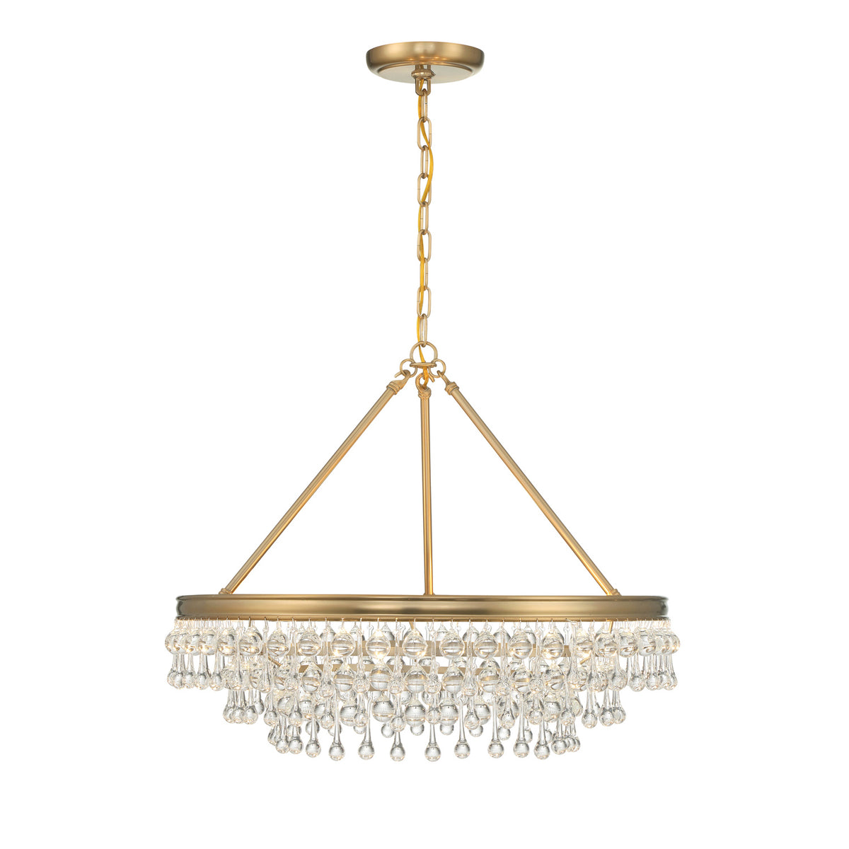 Betony 6 Light Chandelier 25", Aged Brass