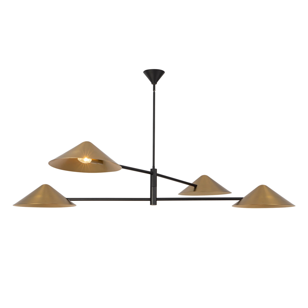 Concord 4 Light Chandelier 58", Brushed Brass and Matte Black