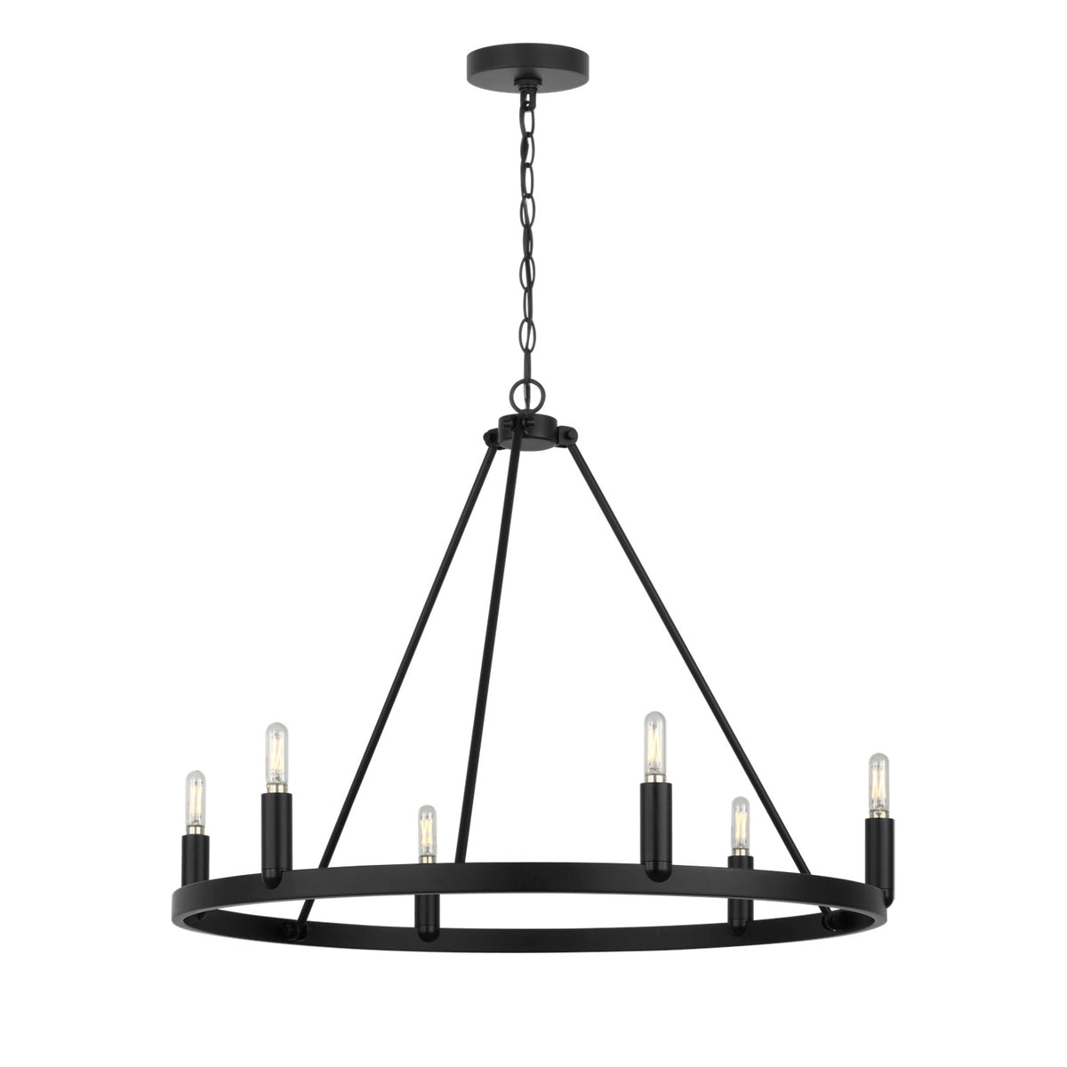 Trenton 6 Light Chandelier 28", Matte Black