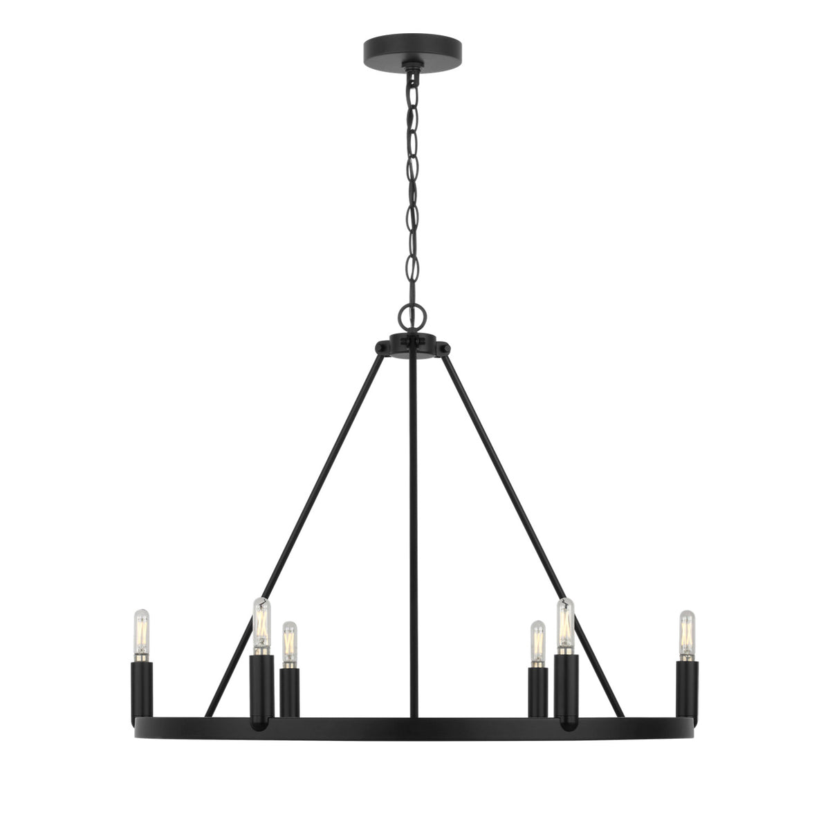 Trenton 6 Light Chandelier 28", Matte Black