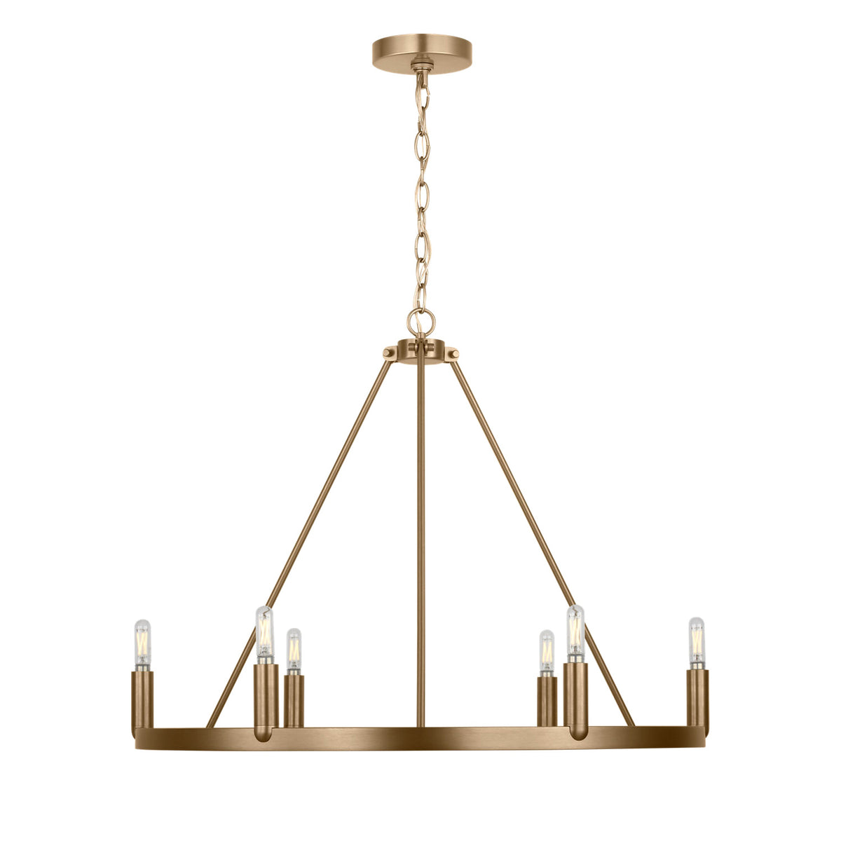 Trenton 6 Light Chandelier 28", Satin Brass