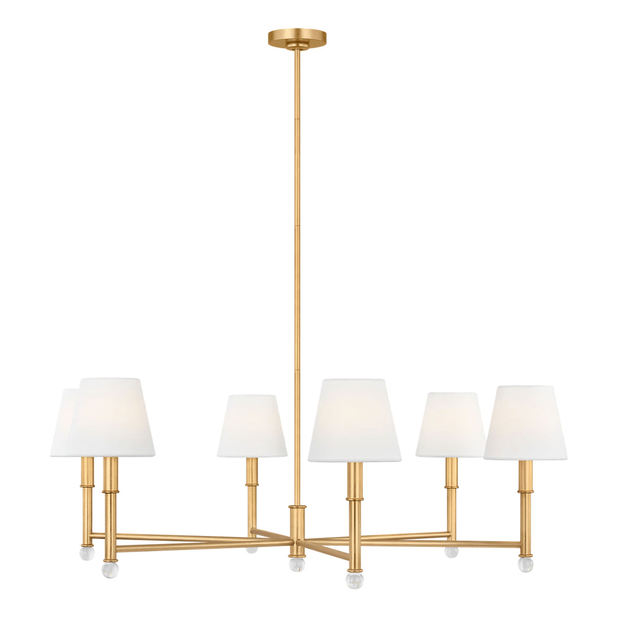 Savannah 6 Light Chandelier 40", Gilded Brass