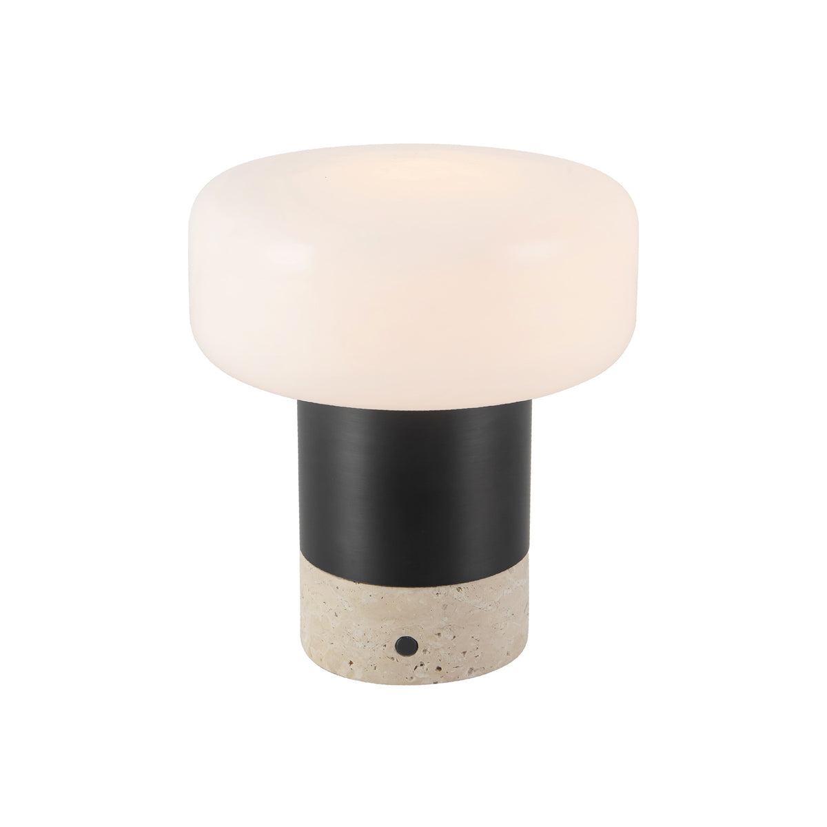 Ralston Rechargeable Table Lamp 7", Urban Bronze and Travertine