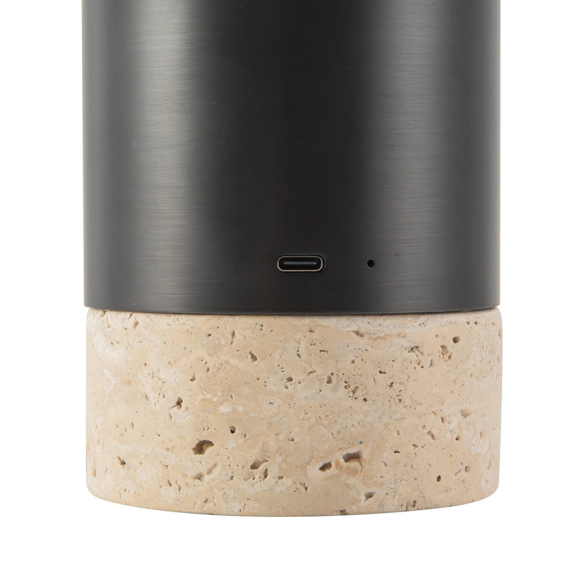 Ralston Rechargeable Table Lamp 7", Urban Bronze and Travertine