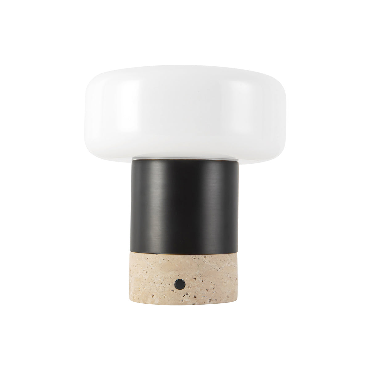 Ralston Rechargeable Table Lamp 7", Urban Bronze and Travertine