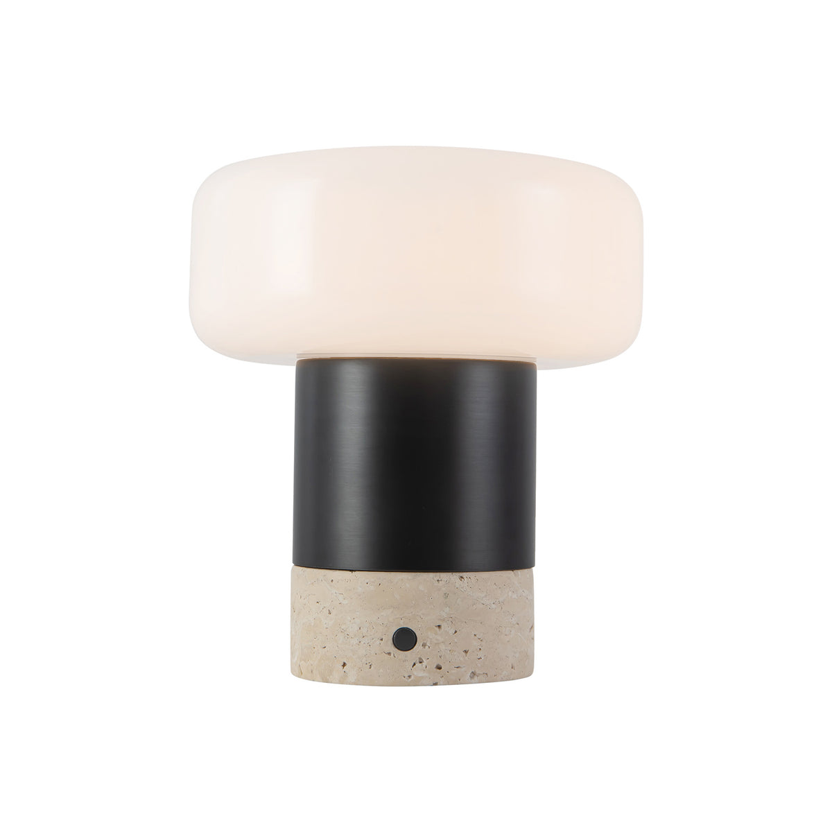Ralston Rechargeable Table Lamp 7", Urban Bronze and Travertine
