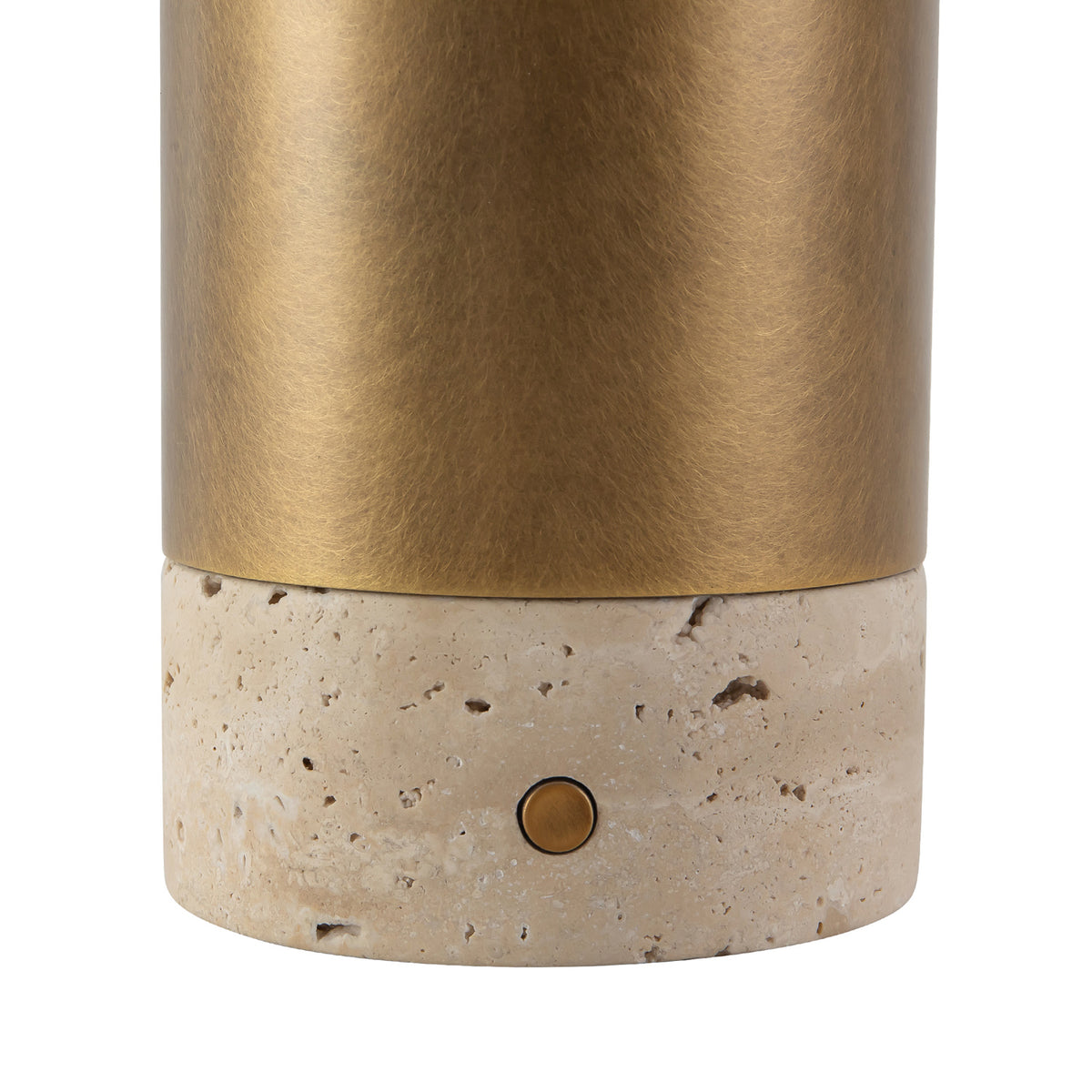 Ralston Rechargeable Table Lamp 7", Vintage Brass and Travertine