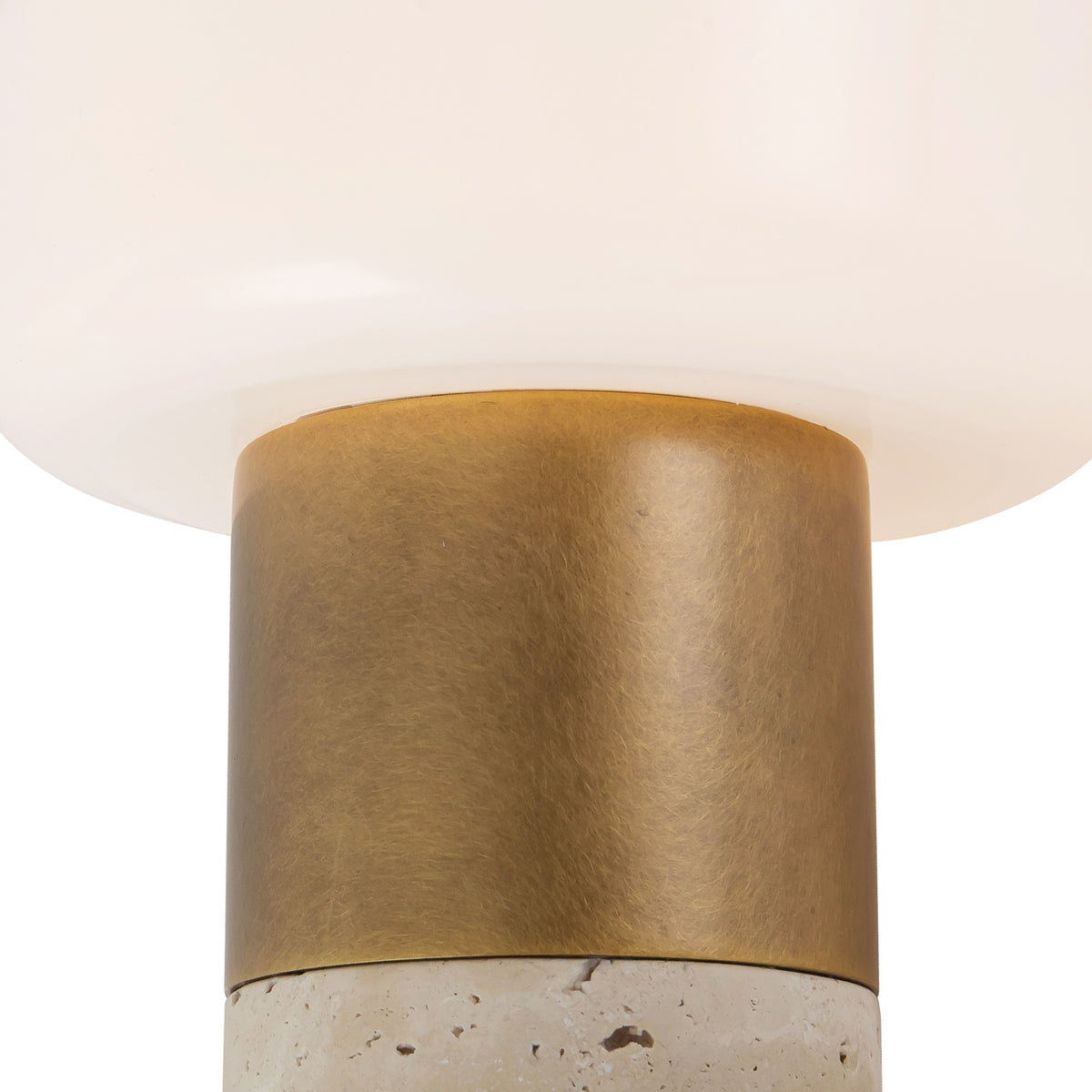 Ralston Rechargeable Table Lamp 7", Vintage Brass and Travertine