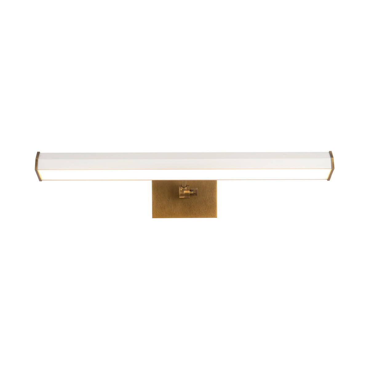 Marvelle LED Picture Light 21", Matte White and Vintage Brass