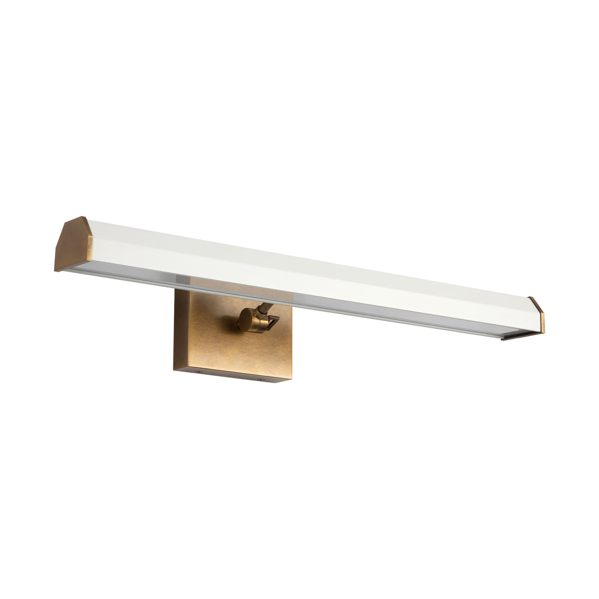 Marvelle LED Picture Light 21", Matte White and Vintage Brass