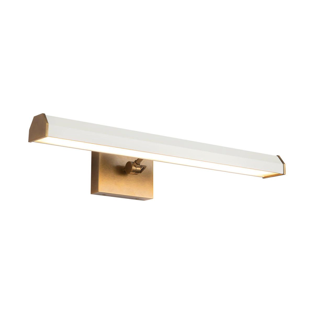 Marvelle LED Picture Light 21", Matte White and Vintage Brass