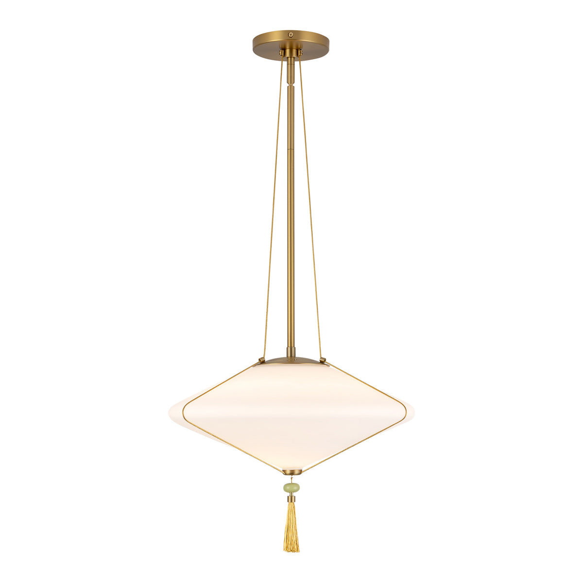 Beverly Pendant 15", Brushed Brass and Opal Glass