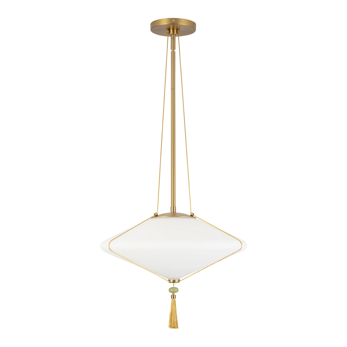 Beverly Pendant 15", Brushed Brass and Opal Glass