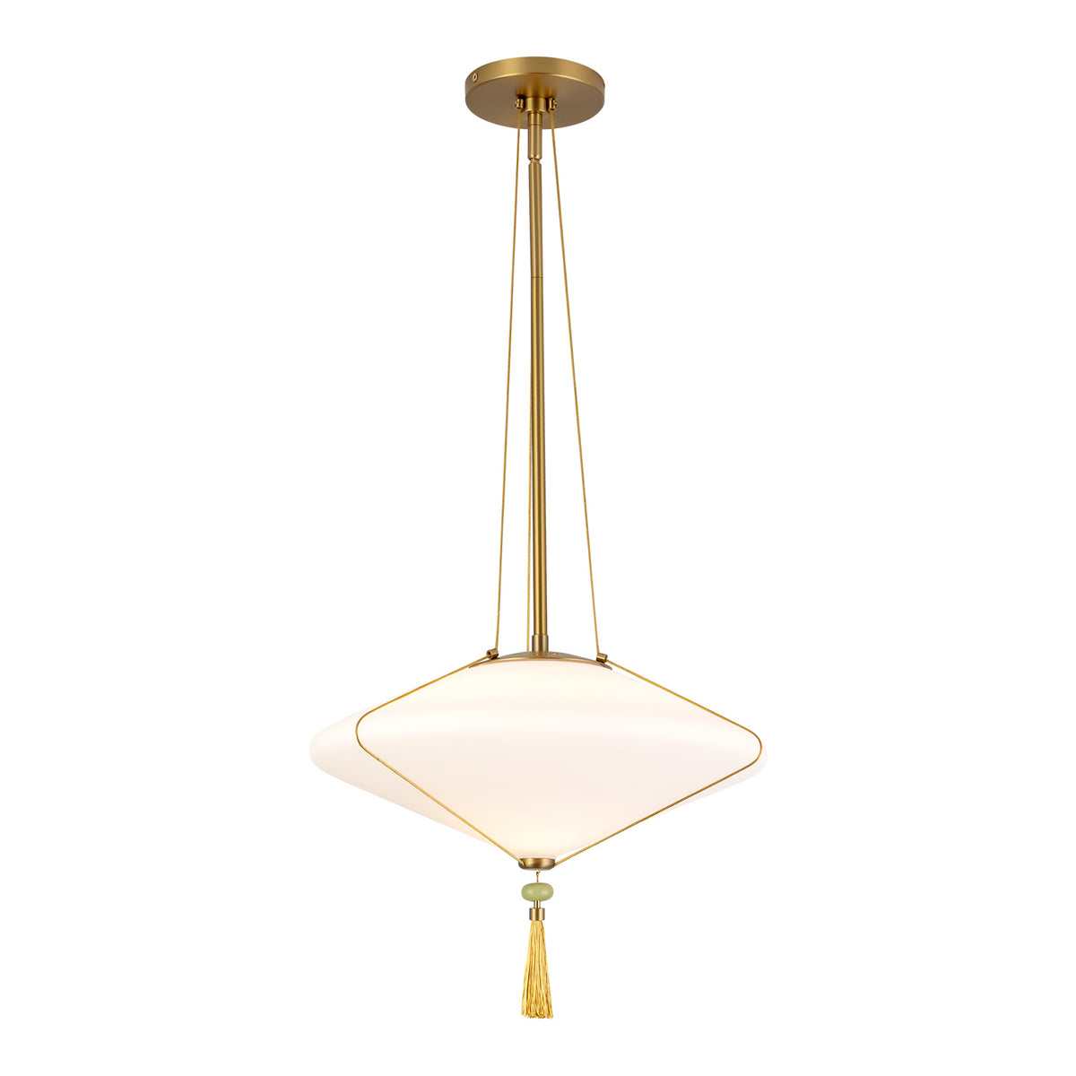 Beverly Pendant 15", Brushed Brass and Opal Glass