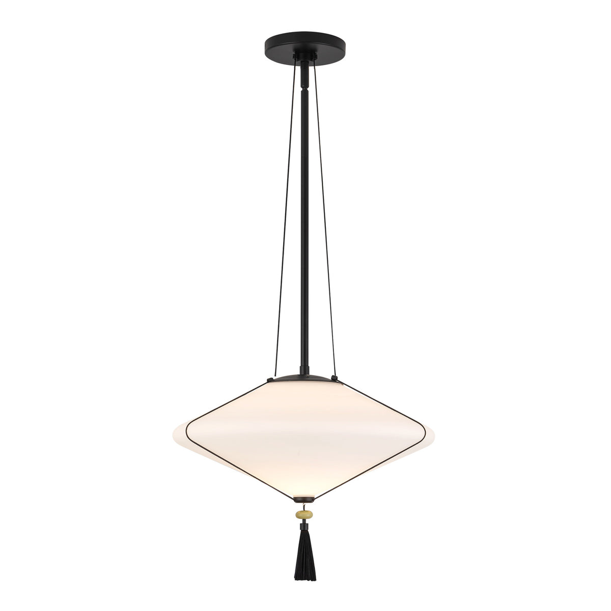 Beverly Pendant 15", Matte Black and Opal Glass