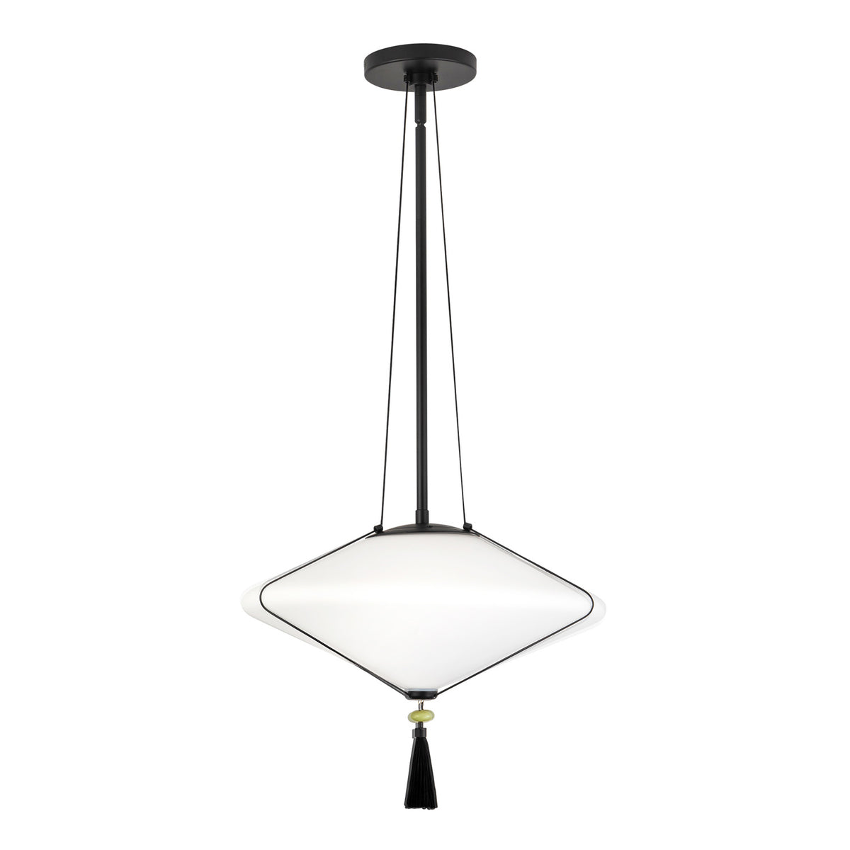 Beverly Pendant 15", Matte Black and Opal Glass