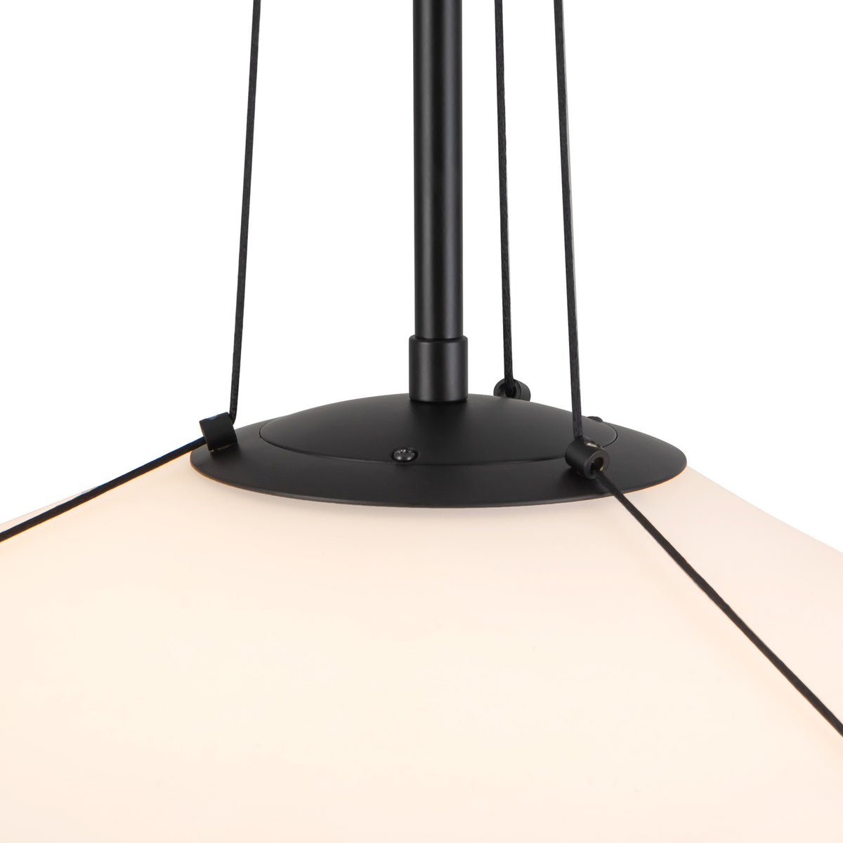 Beverly Pendant 15", Matte Black and Opal Glass