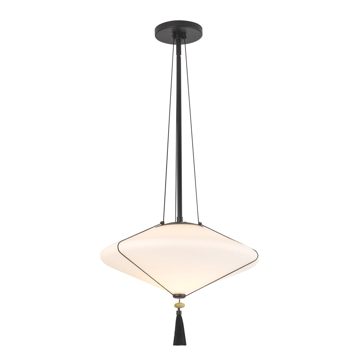 Beverly Pendant 15", Matte Black and Opal Glass
